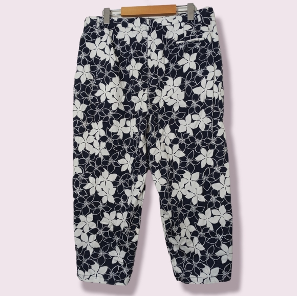 Blackb& White Floral Villager Liz Claiborne Pants Sz 16 - Picture 2 of 5